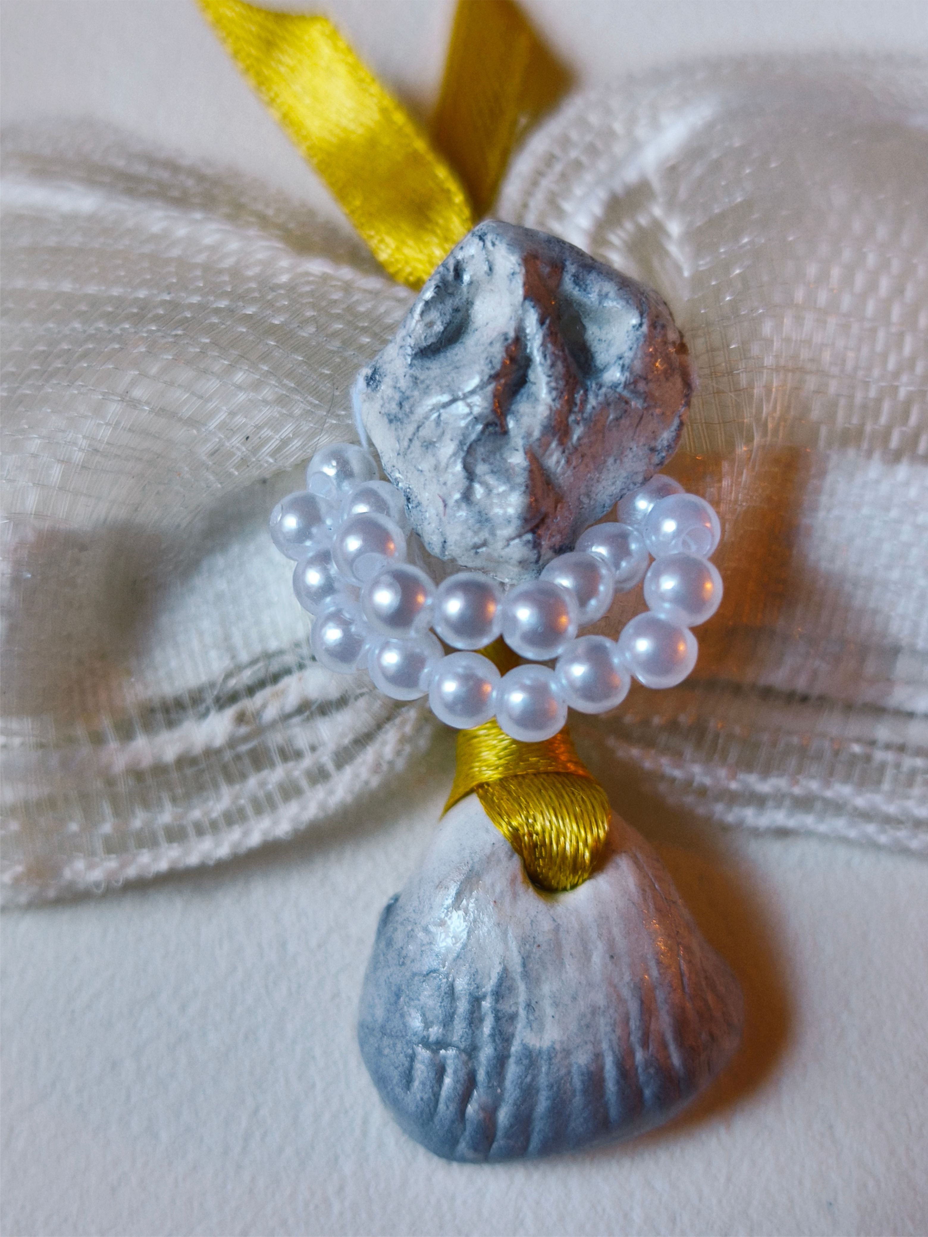 Collection "Madame is... In love In Palavas " / Crâne et Coquillage / Ruban Blanc Nylon