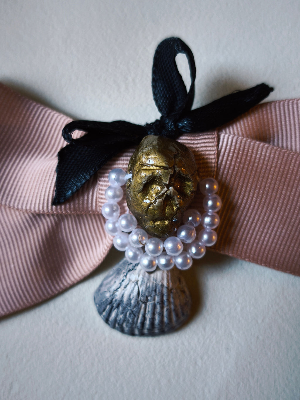 Collection "Madame is... In love In Palavas " / Crâne et Coquillage / Ruban Rose Gros Grain