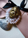 Collection "Madame is... In love In Palavas " / Crâne et Coquillage / Ruban Rose Gros Grain