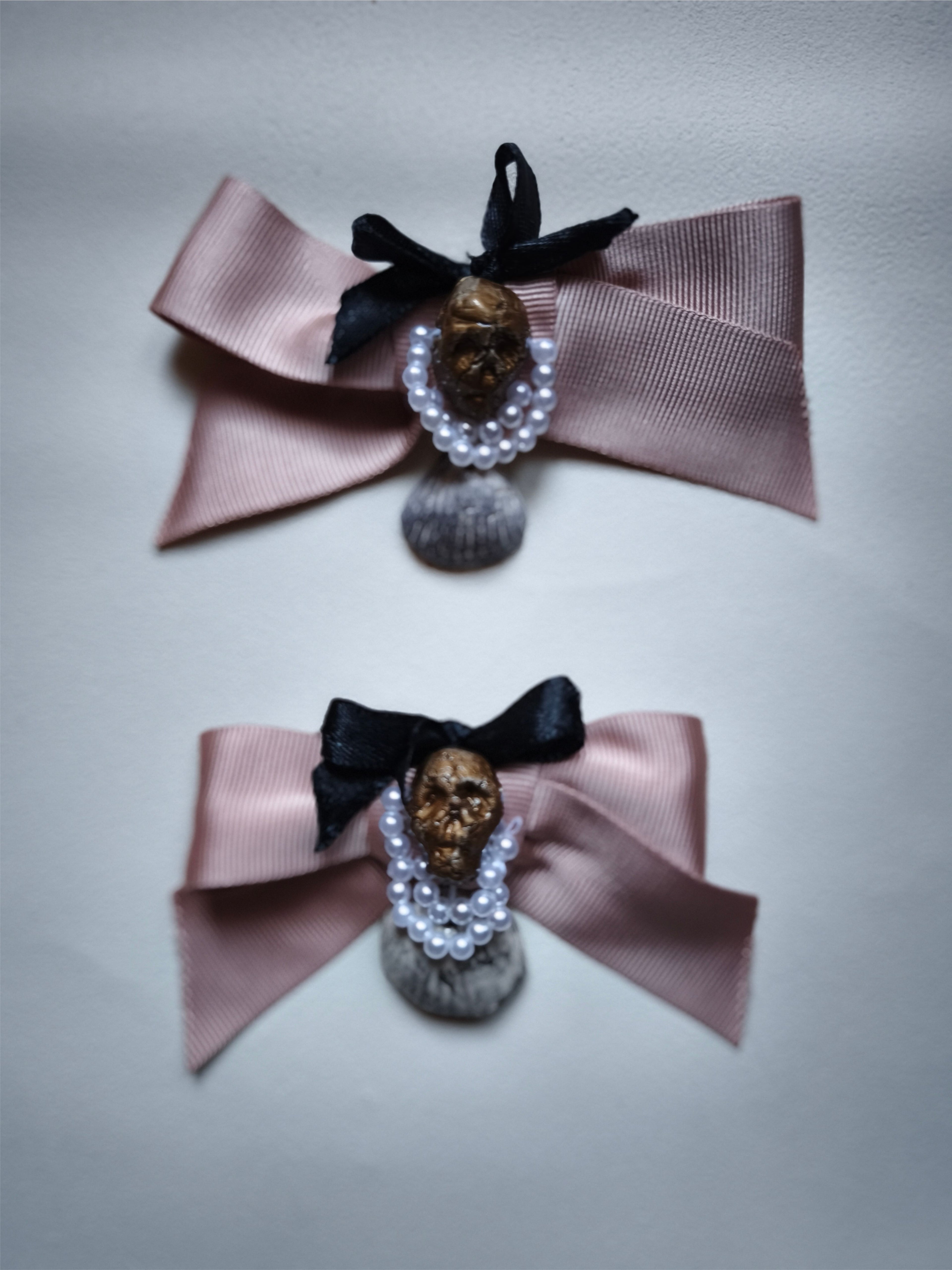 Collection "Madame is... In love In Palavas " / Crâne et Coquillage / Ruban Rose Gros Grain