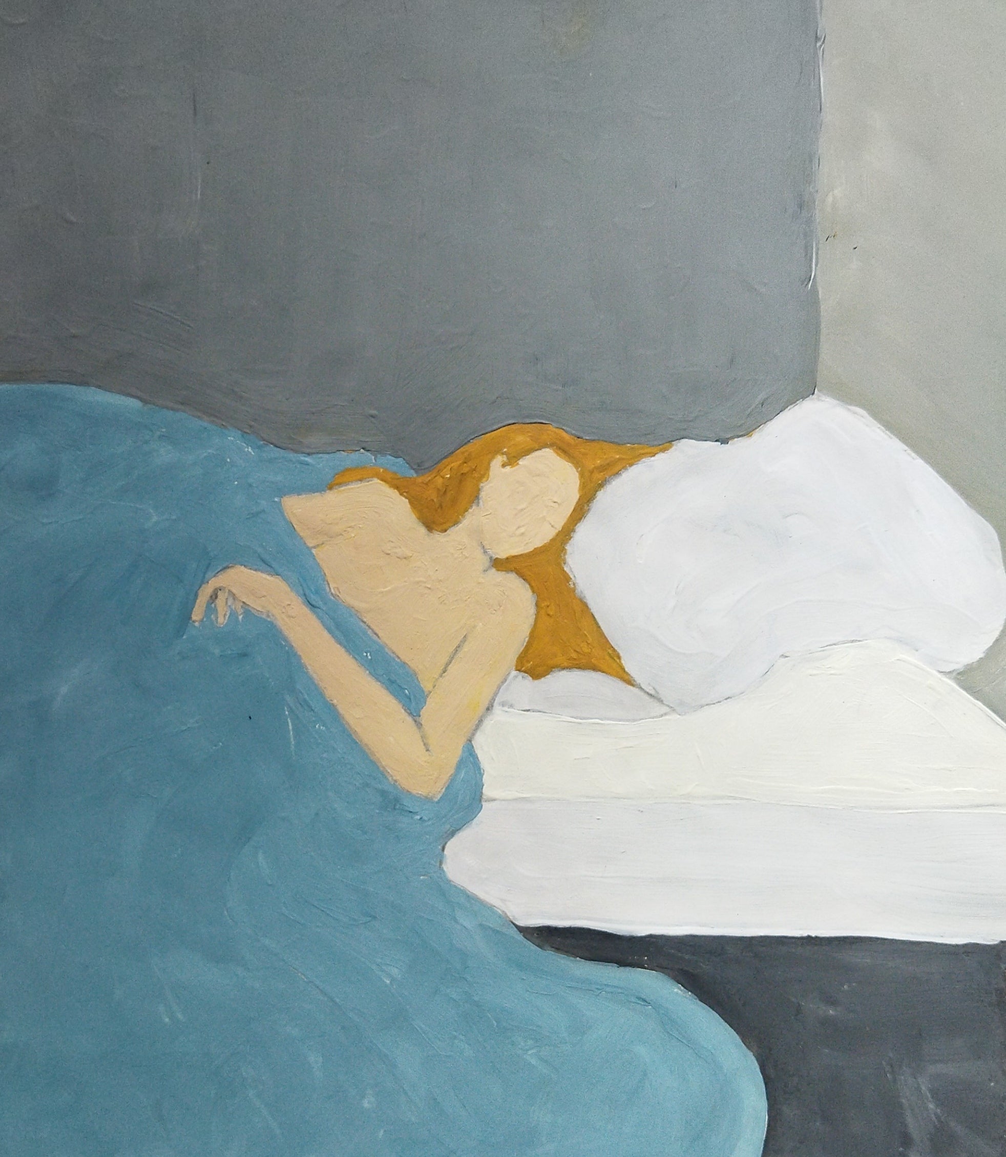 Petite acrylique sur papier "Femme rousse"